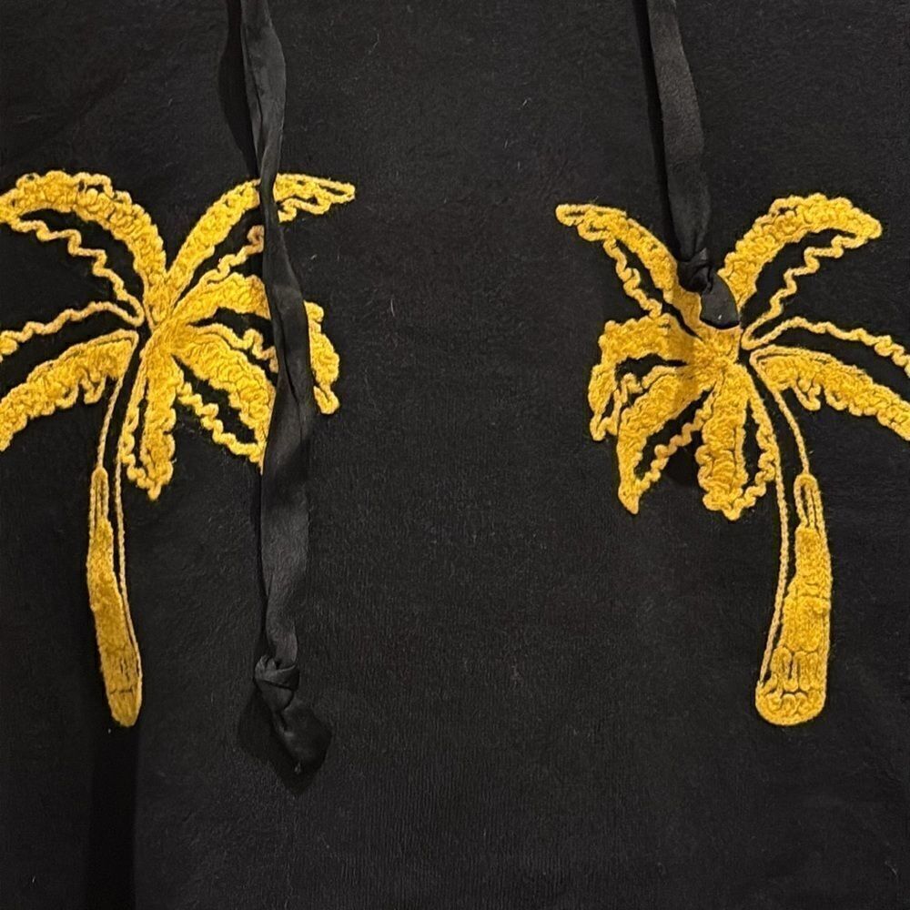 ALC Black Embroidered Gold Palm Trees Cropped Sweatshirt Size Small​​​​​​​ - Picture 3 of 11